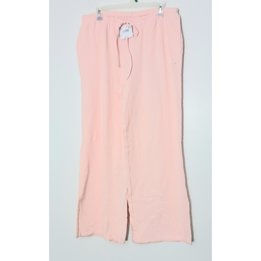 AE Saturday Mid Rise Straight Pants Women's Size L Coral Pink Orange Drawstring